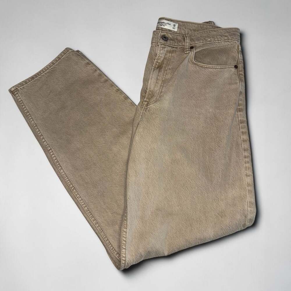 Abercrombie & Fitch The Taper Jean High Rise in Khaki Tan Denim Size 8